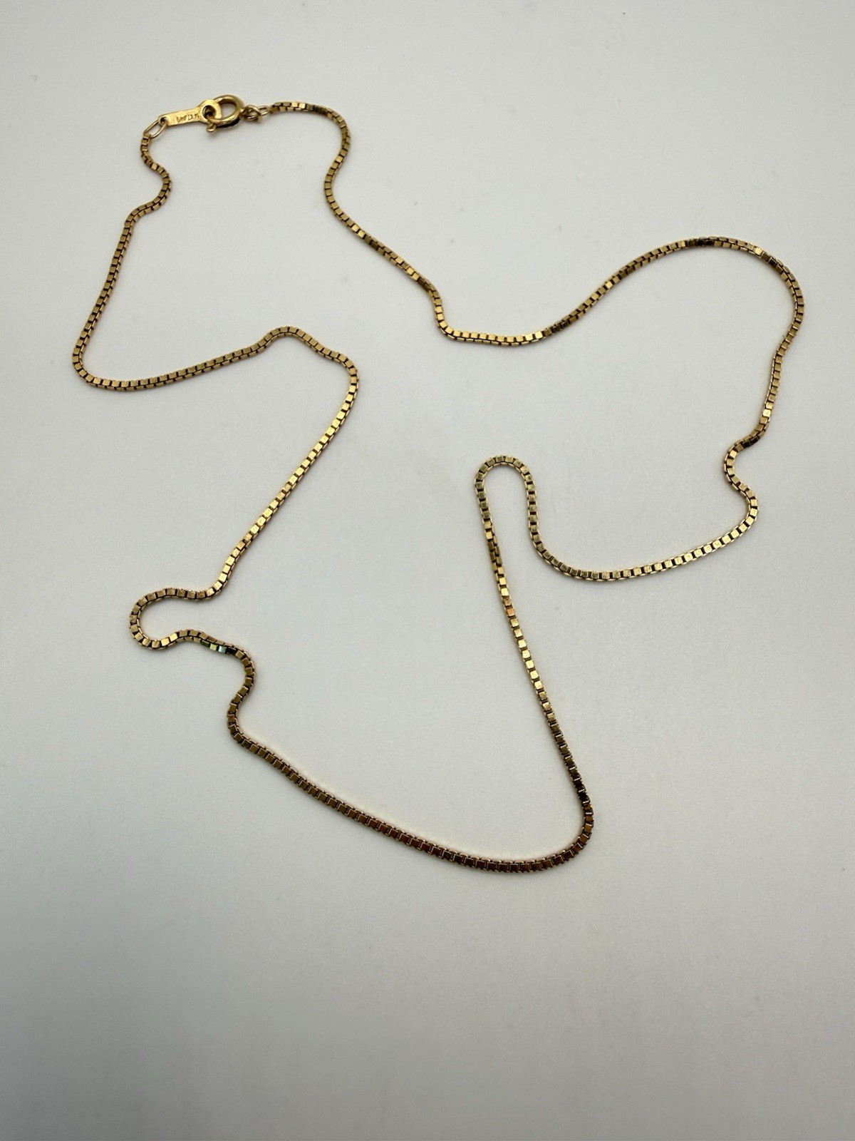 J.R. Wood 14K Yellow Gold Box Chain Necklace 17” 4.08g Solid Gold