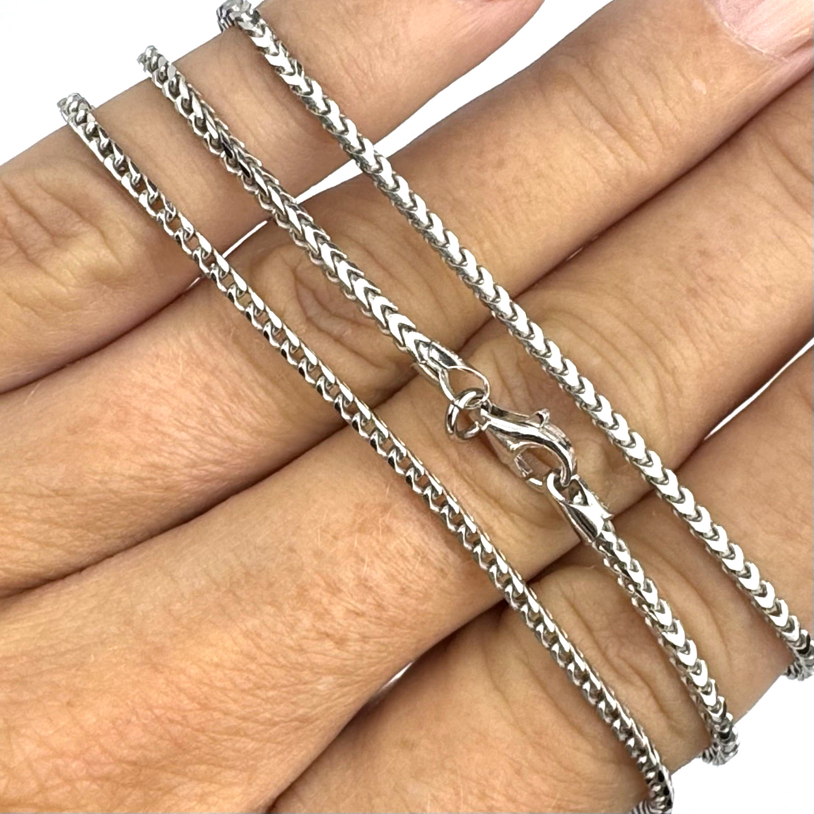 Vintage Italy Sterling Silver 925 Oxidized Spiga Wheat Chain Necklace 21.5″