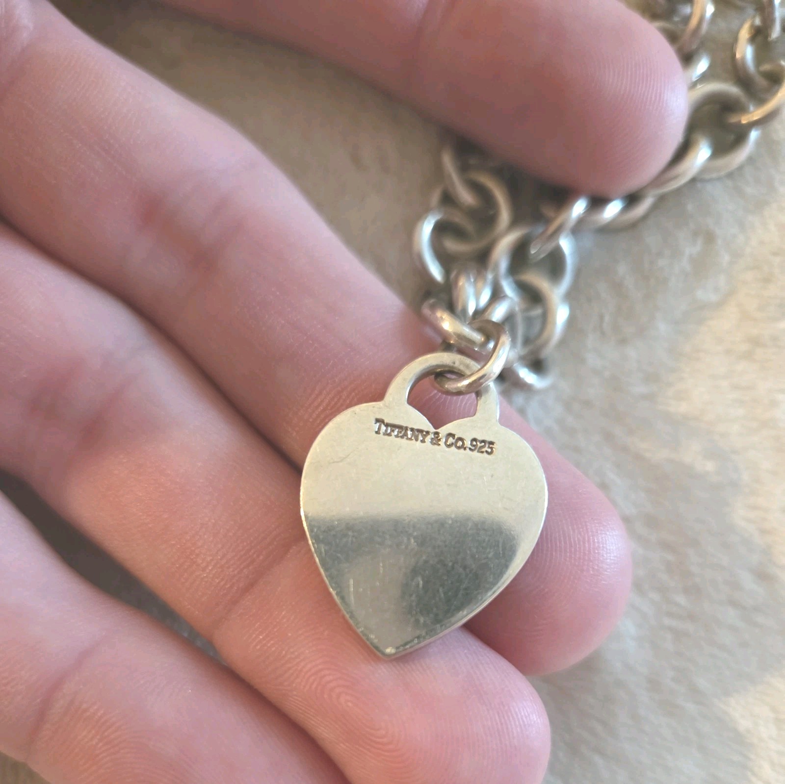 Tiffany & Co. Sterling silver Engravable Heart Tag Necklace 16″