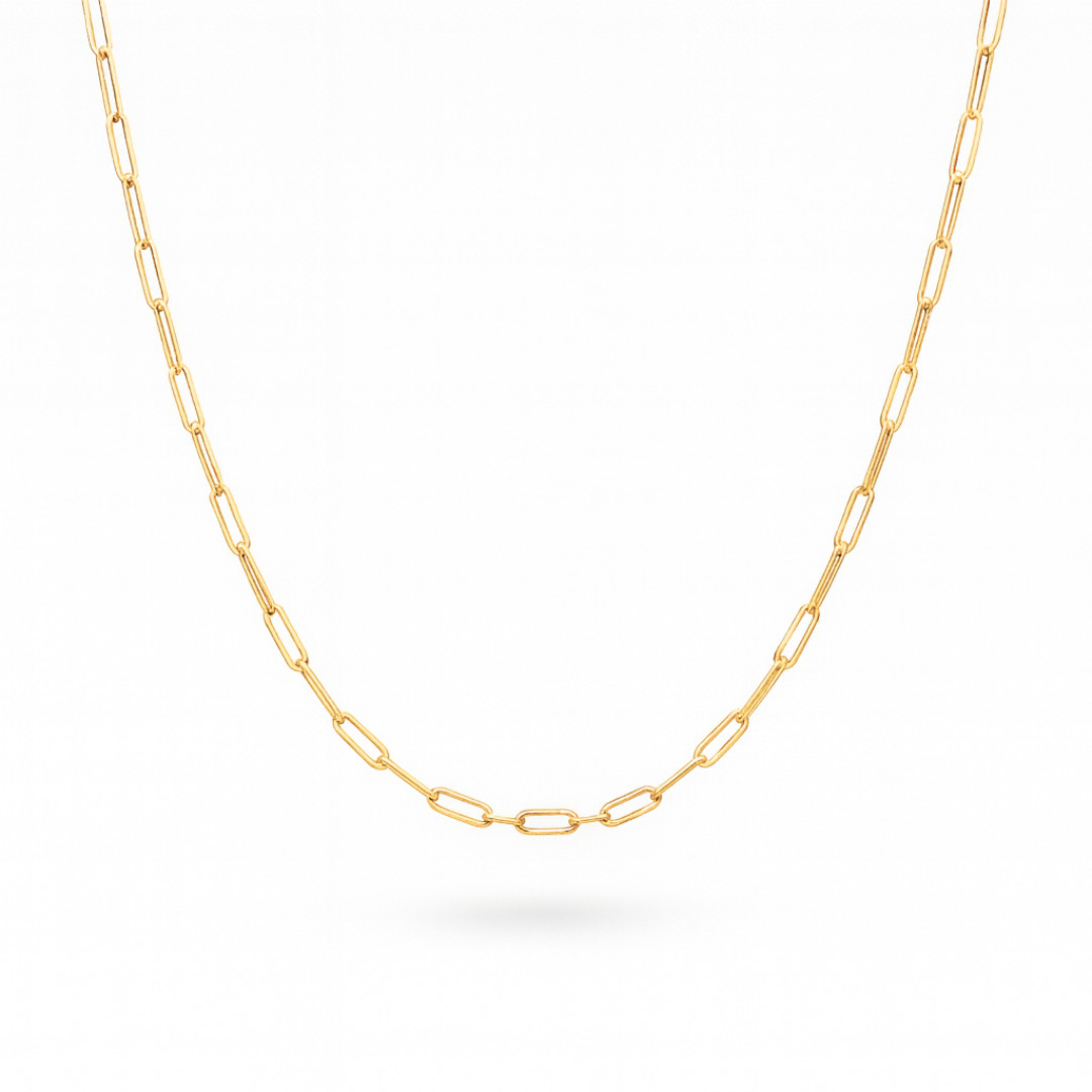 14k Gold Chain 1.5mm Solid Necklace Paper Clip Chain 14″ 16″ 18″ 20″ Fine Fancy