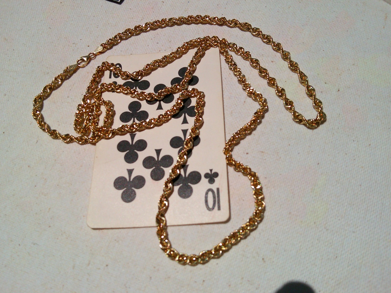 14k yellow gold semi hollow diamond cut rope necklaces 7.5 grams 33′ long