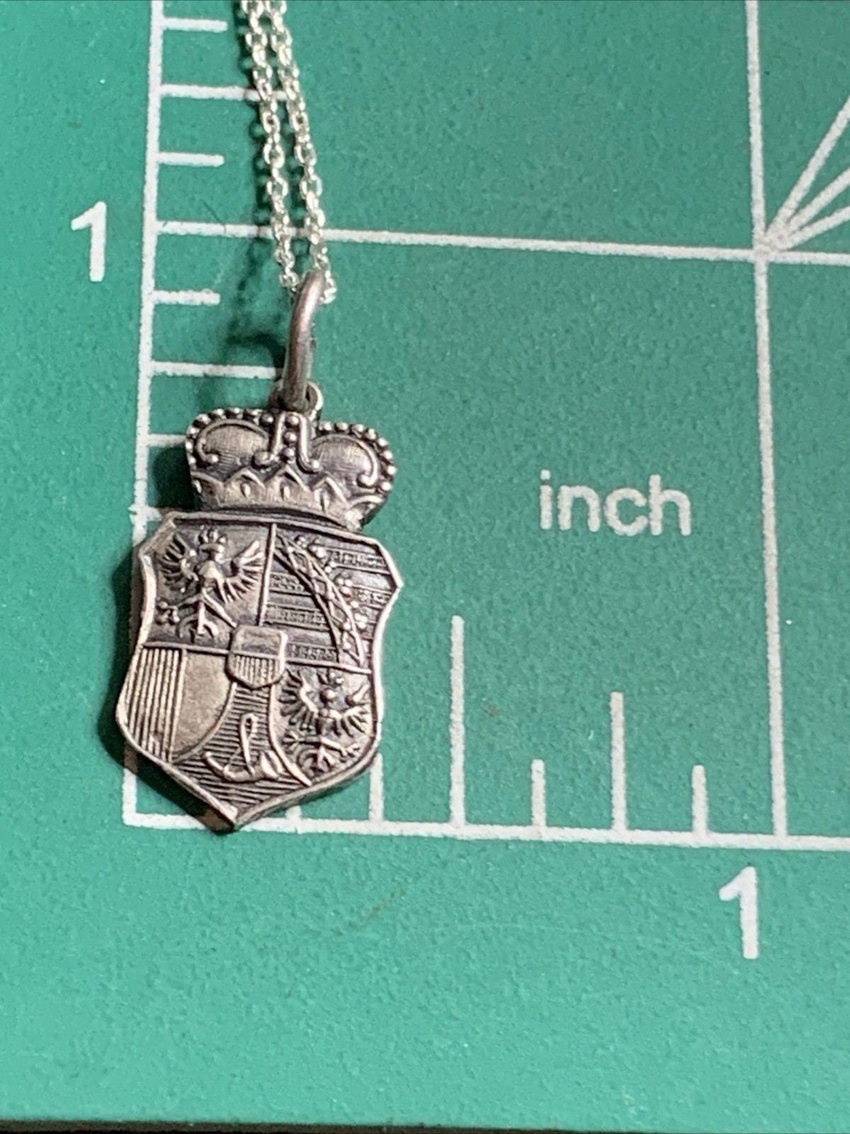 Sterling Silver 925 Lot Necklace Pendant LL31 German Shield Family Crown Crest