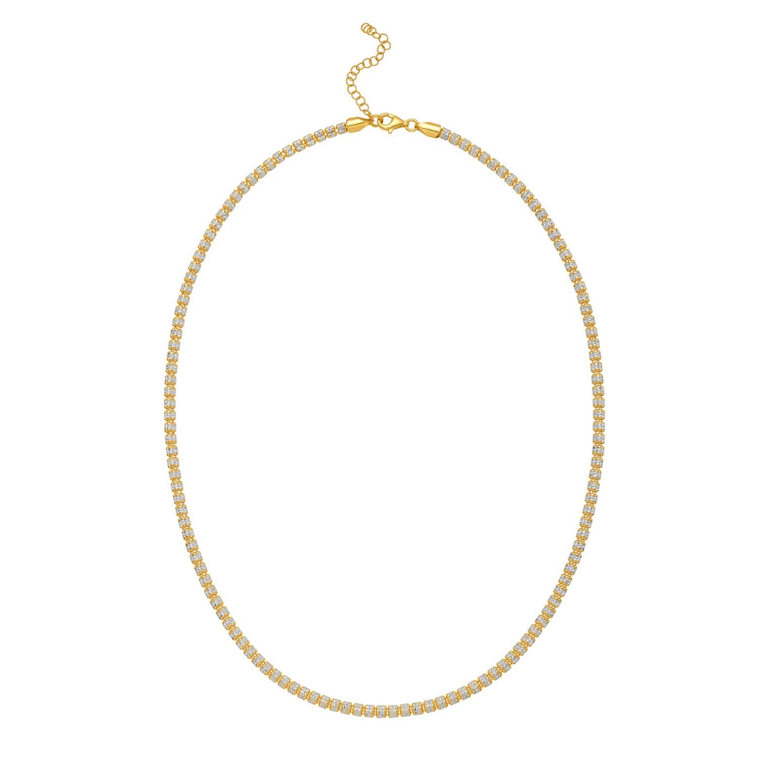 Ice Barrel Chain, Gold Plated Sterling Silver, Sizes 16-22, 3.80 mm, Sparkle