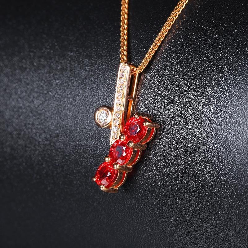 0.78ct Natural Ruby Pendant in 18K Gold with Diamonds, Unique Gemstone Jewelry