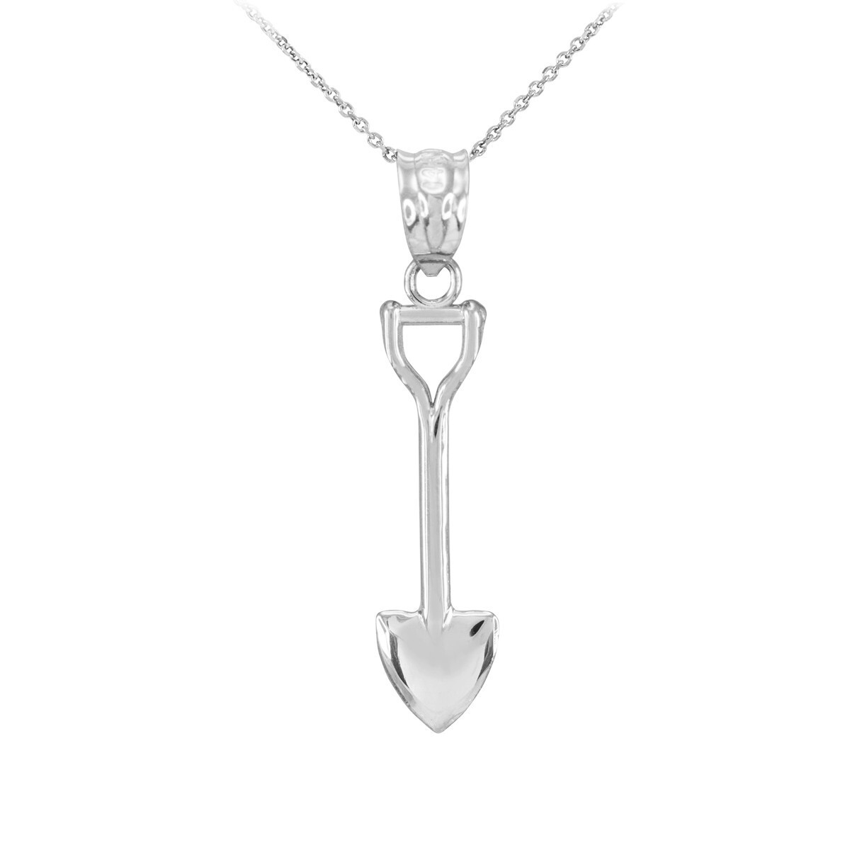 Polished Gold Shovel Pendant Necklace(Available In Yellow/Rose/White Gold)