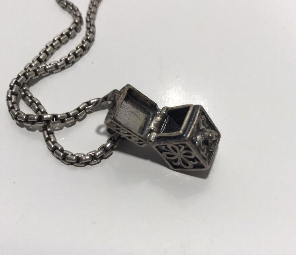 DAVID YURMAN 925 Box Chain w/14k Yellow Gold DY Logo & Unbranded Box Pendant