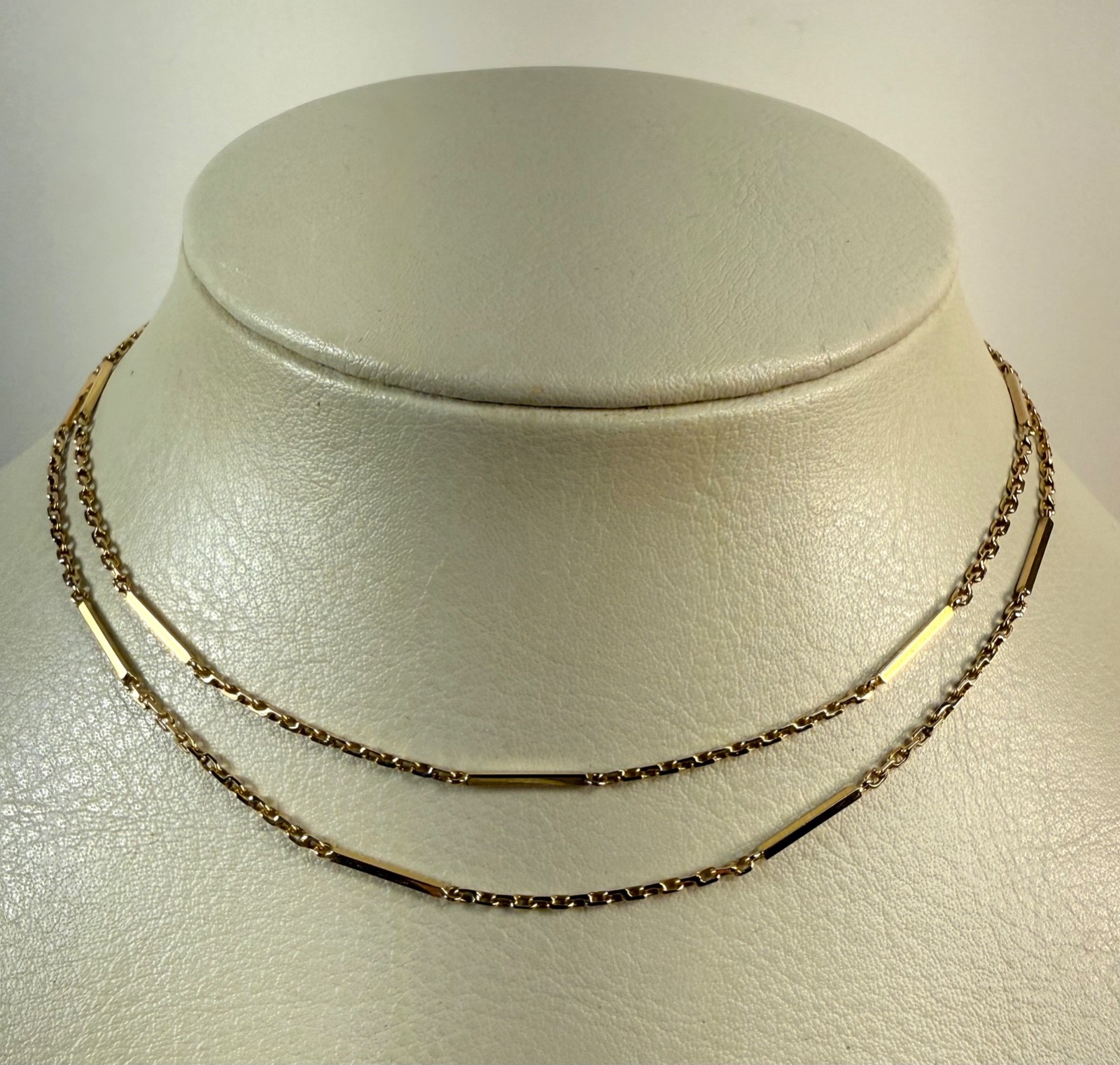 Antique 14k Yellow Gold Bar Link Necklace Chain 25″