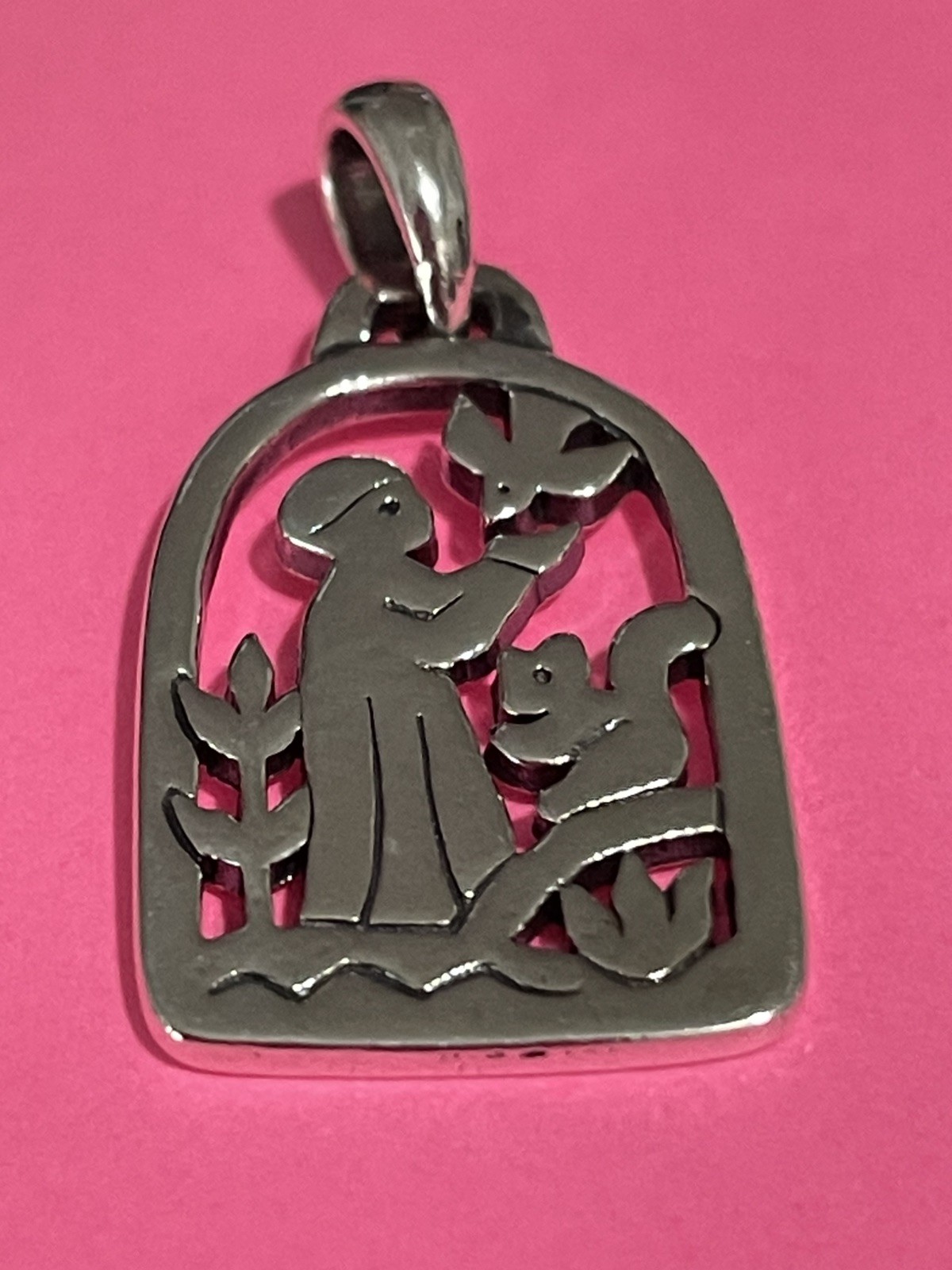 Retired James Avery St. Francis Loves The Animals Squirrel Dove Pendant/Charm