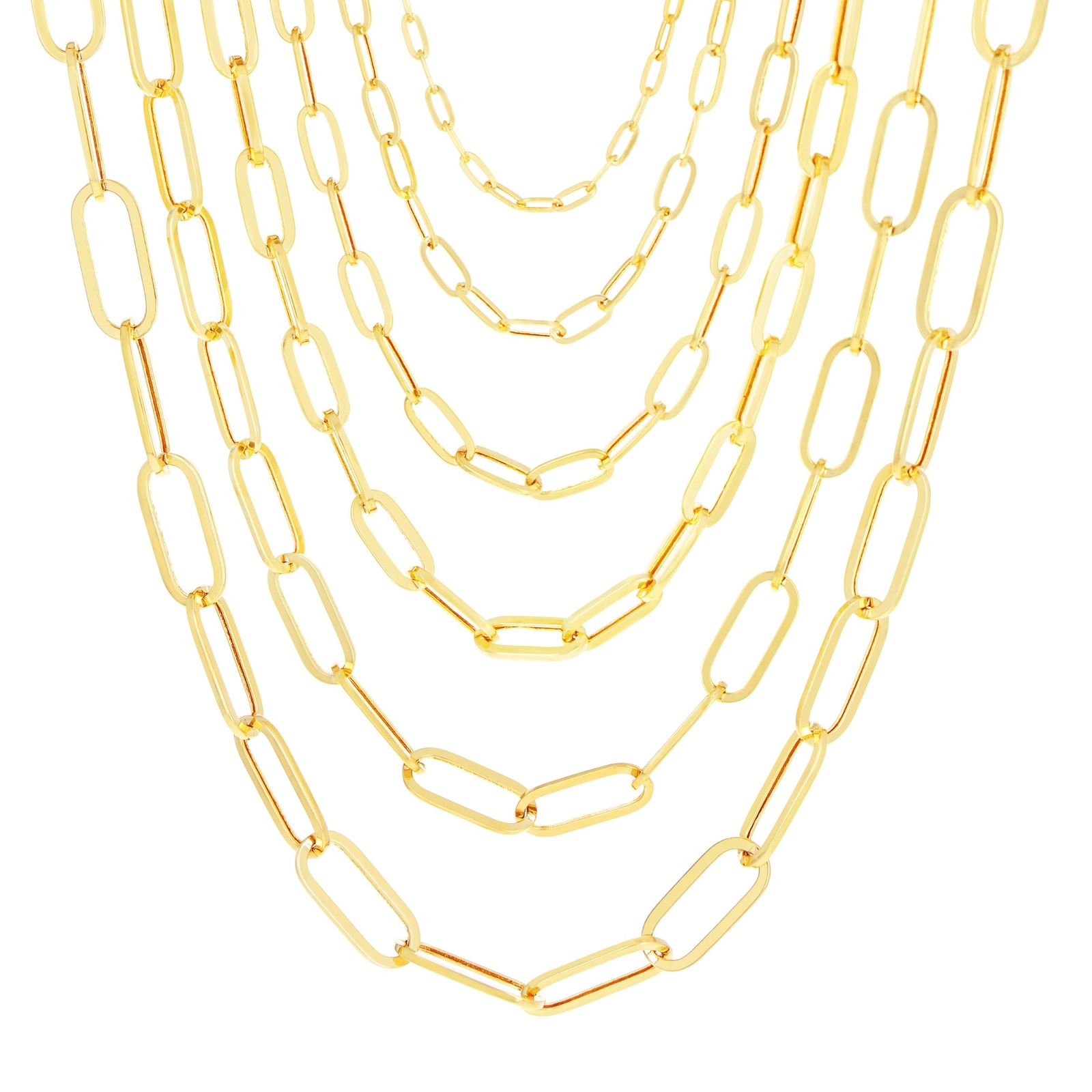 14k Yellow Gold Paperclip 2mm-7mm Chain Cable Rolo Necklace Mens Womens 16″-24″