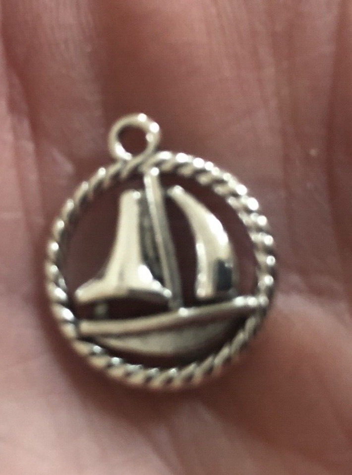 Sailboat Pendants/Charms Metal 1.2″ New 10 pieces Silver & Bronze