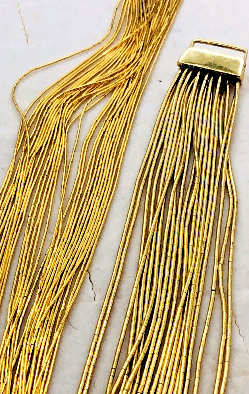 Vtg Gold Plated Sterling Silver Liquid Silver 30 Inch Necklace & 7 Inch Bracelet