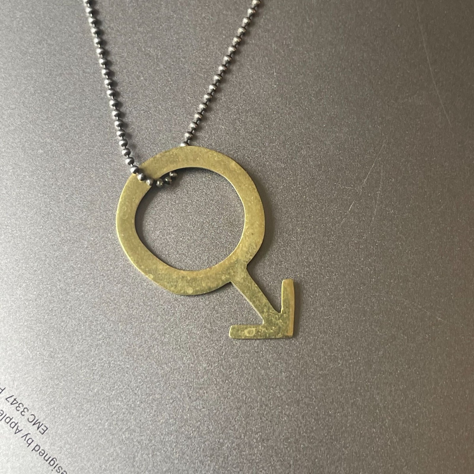 925 Sterling Silver Beaded Chain Male Gender Mars Symbol Necklace