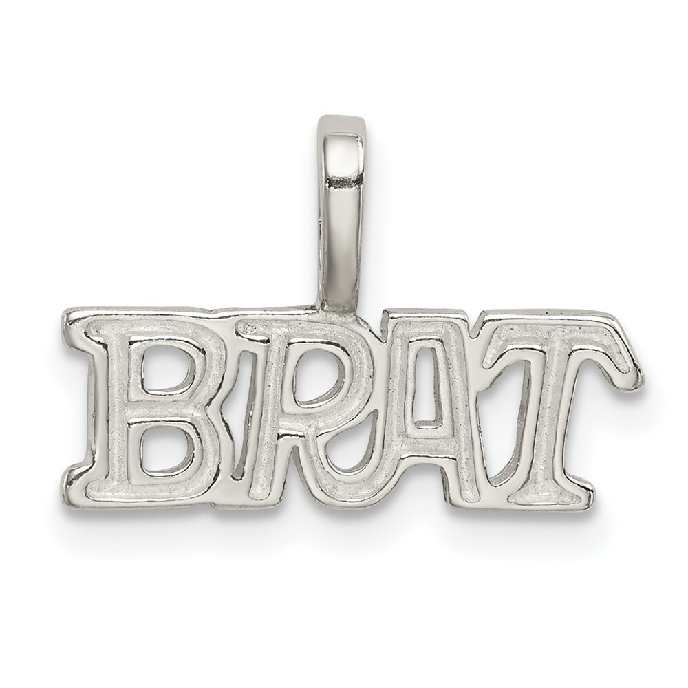Sterling Silver 925 Satin Finish BRAT Charm Pendant 0.51 Inch