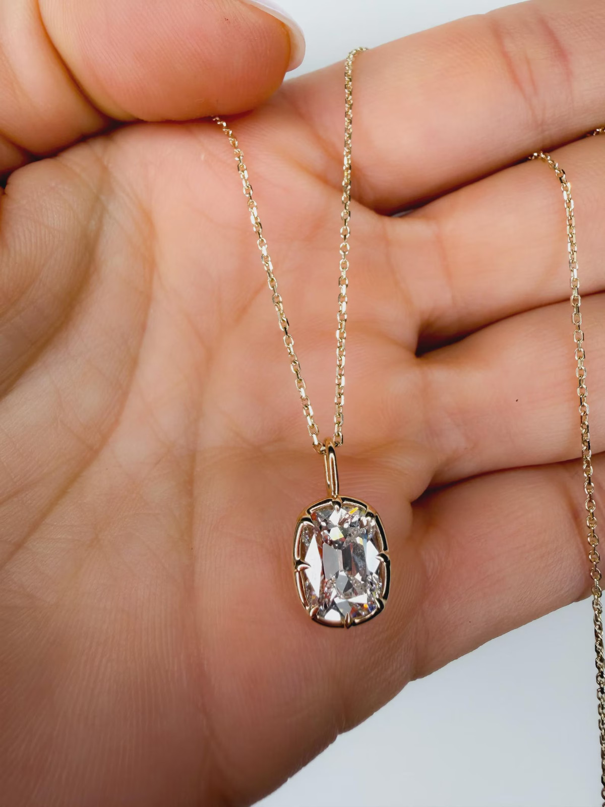 2CT Cushion Cut Moissanite Pendant in 10k Gold Jewelry Wedding Gift For Her
