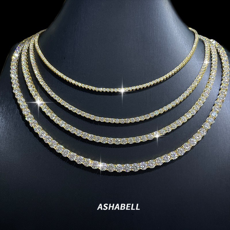 2-6.5mm VVS Moissanite Tennis Chain Necklace – 925 Sterling Silver – Pass Tester