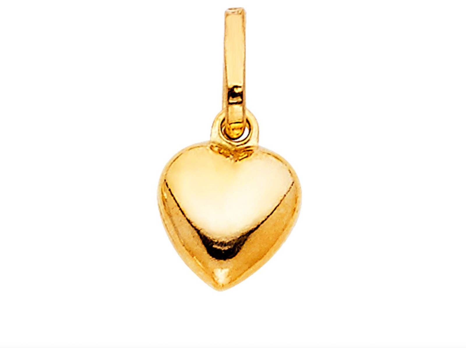 14k REAL Gold 3D puffy heart, 16mm x 8mm Gold Heart Charm- 14k Small Heart-PT446