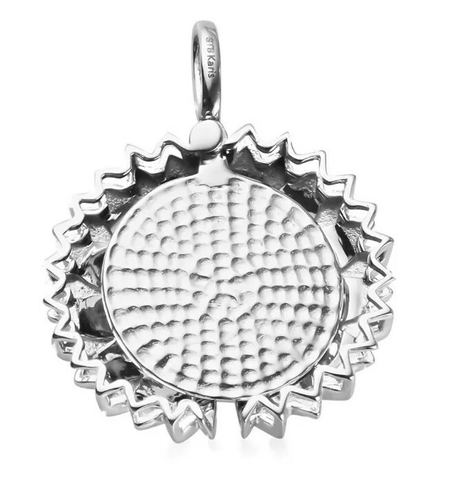 Sunflower Hidden Message Pendant Platinum Bond With Sterling Silver Chain