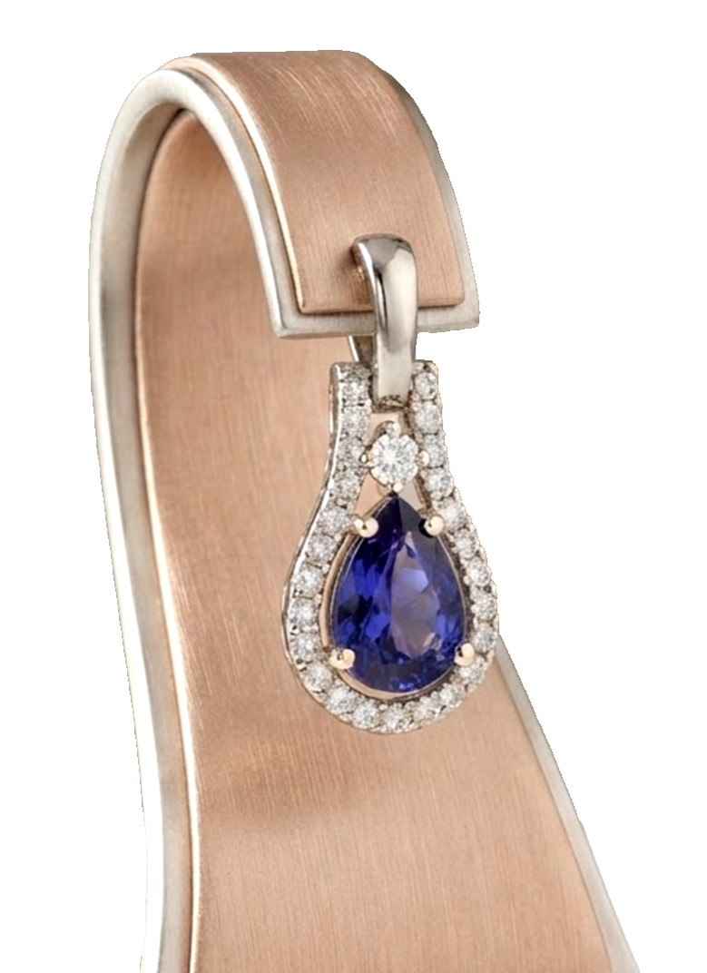 0.54ct Natural Round Diamond 14k BIS Hallmarked White Gold Sapphire Pendant