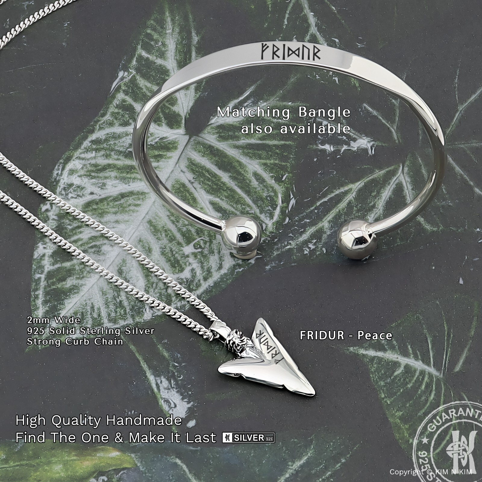 925 Sterling Silver Sacred Rune Arrowhead Pendant Necklace, Custom Engraving