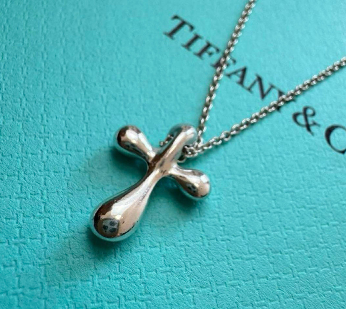 Tiffany & Co. Elsa Peretti Cross Small Necklace Pendant Silver [Very good]