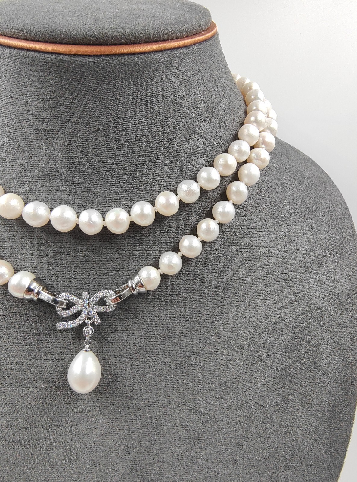 Genuine 30″ Super Luster White Natural Seawater 9mm Pearl Necklace 950 Platinum