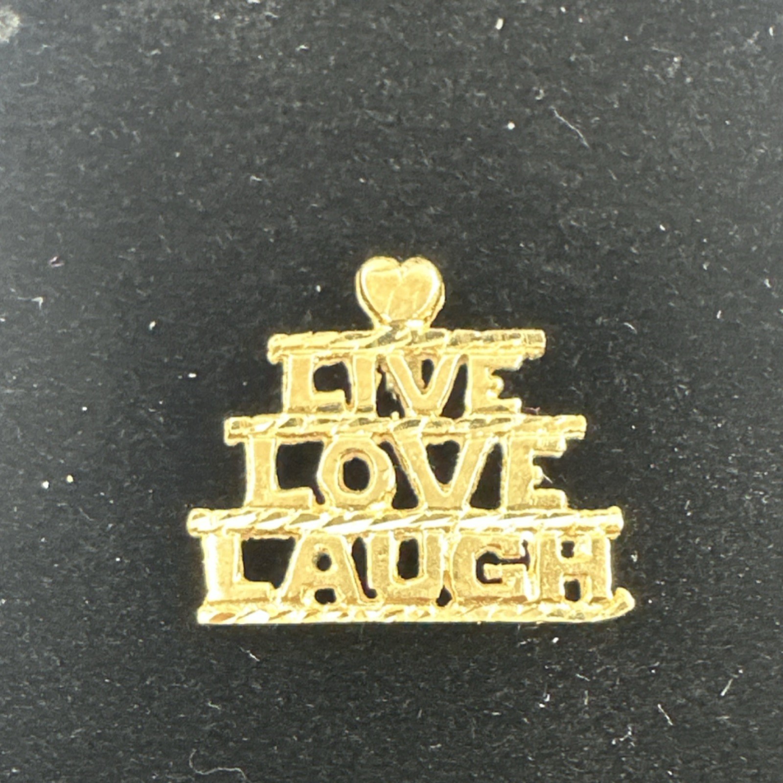 Yellow Gold 14k Heart Pendant Charm Live Love Laugh Inspirational Motif