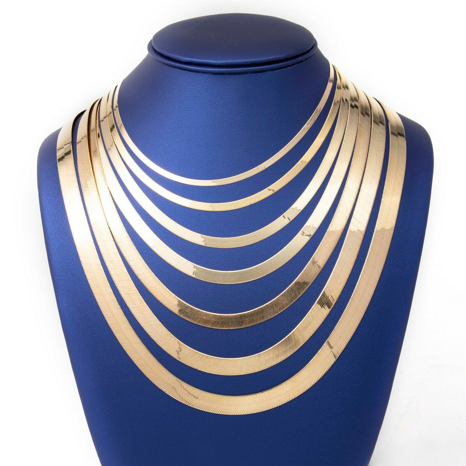 10K Solid Yellow Gold Herringbone Necklace Chain High Polished Real 10K All Size