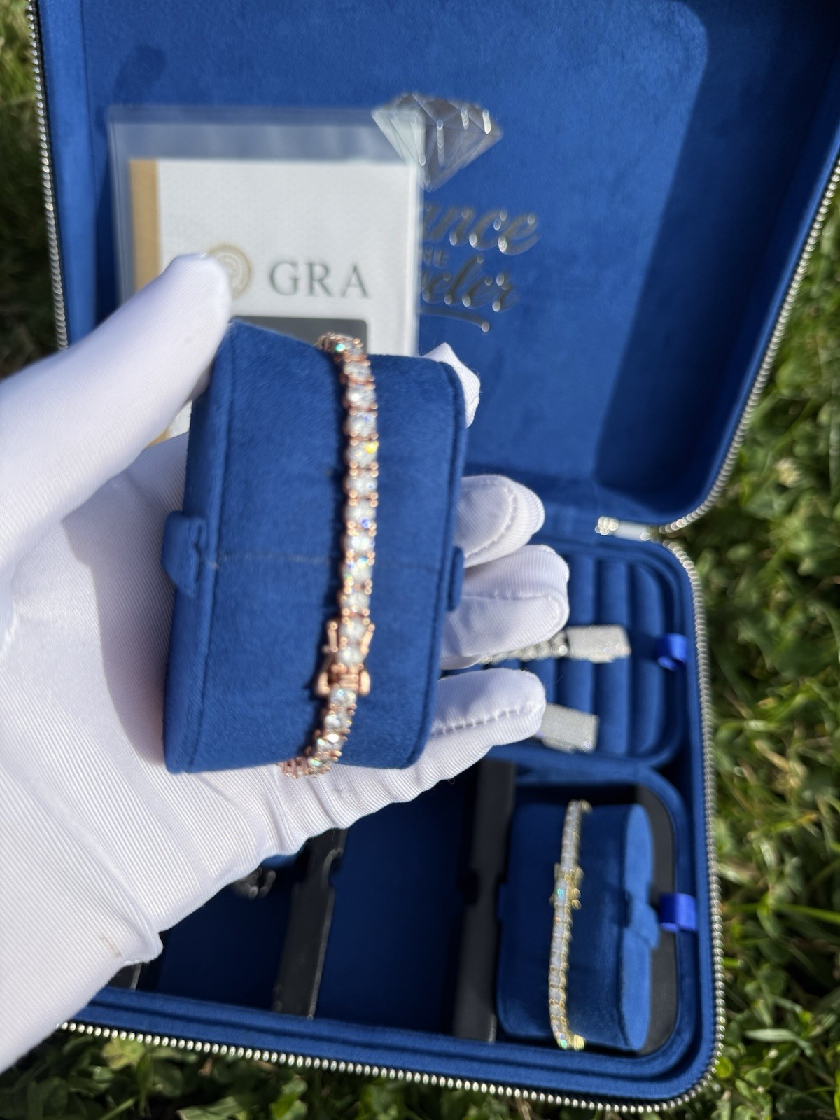 Full Real Moissanite Tennis Bracelet 18k Rose Gold Plated Jewelry