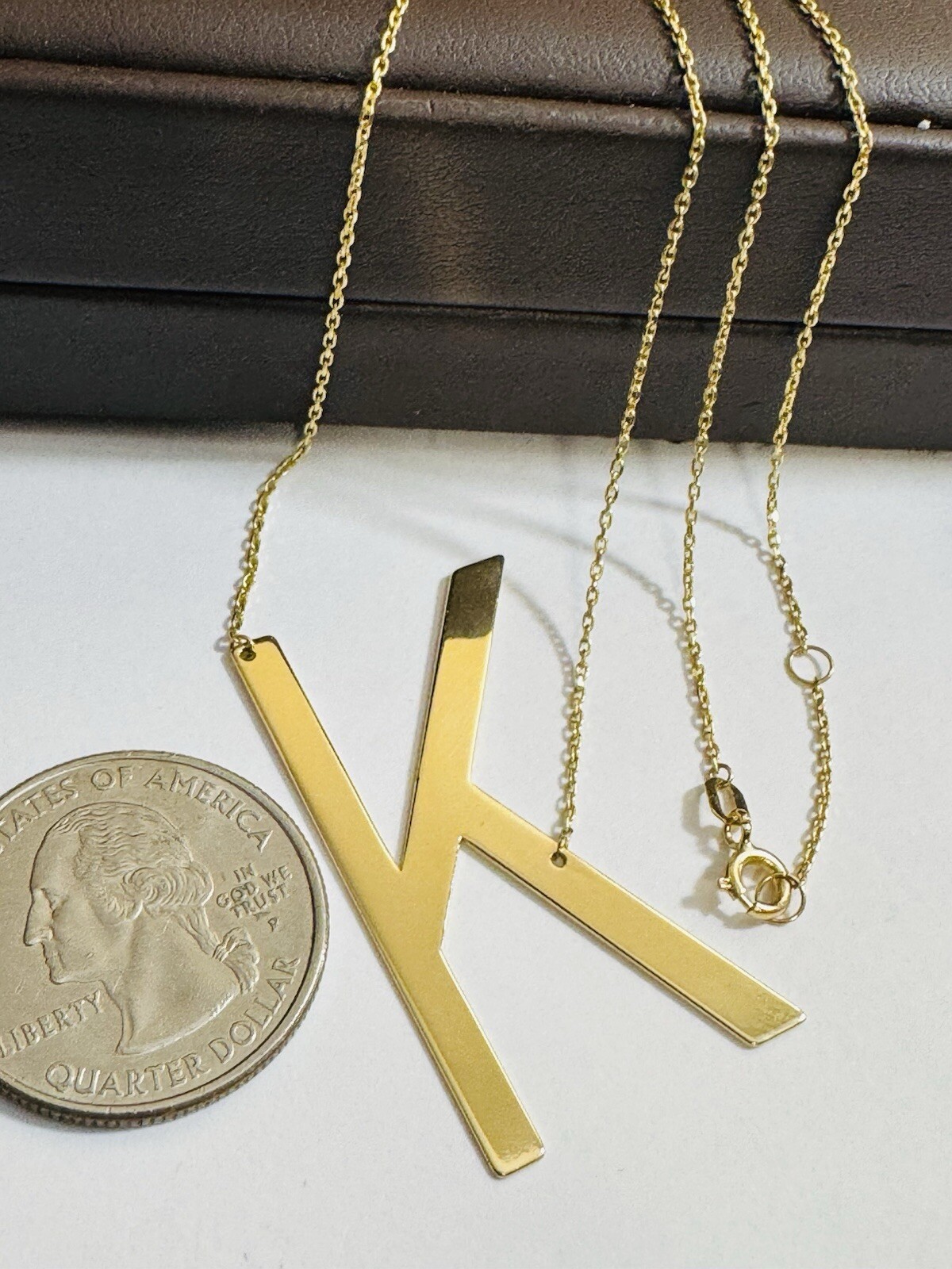 RARE 18K 750 YELLOW Gold Letter K initial Necklace 16.5/17.5” Long 1mm 4.1g