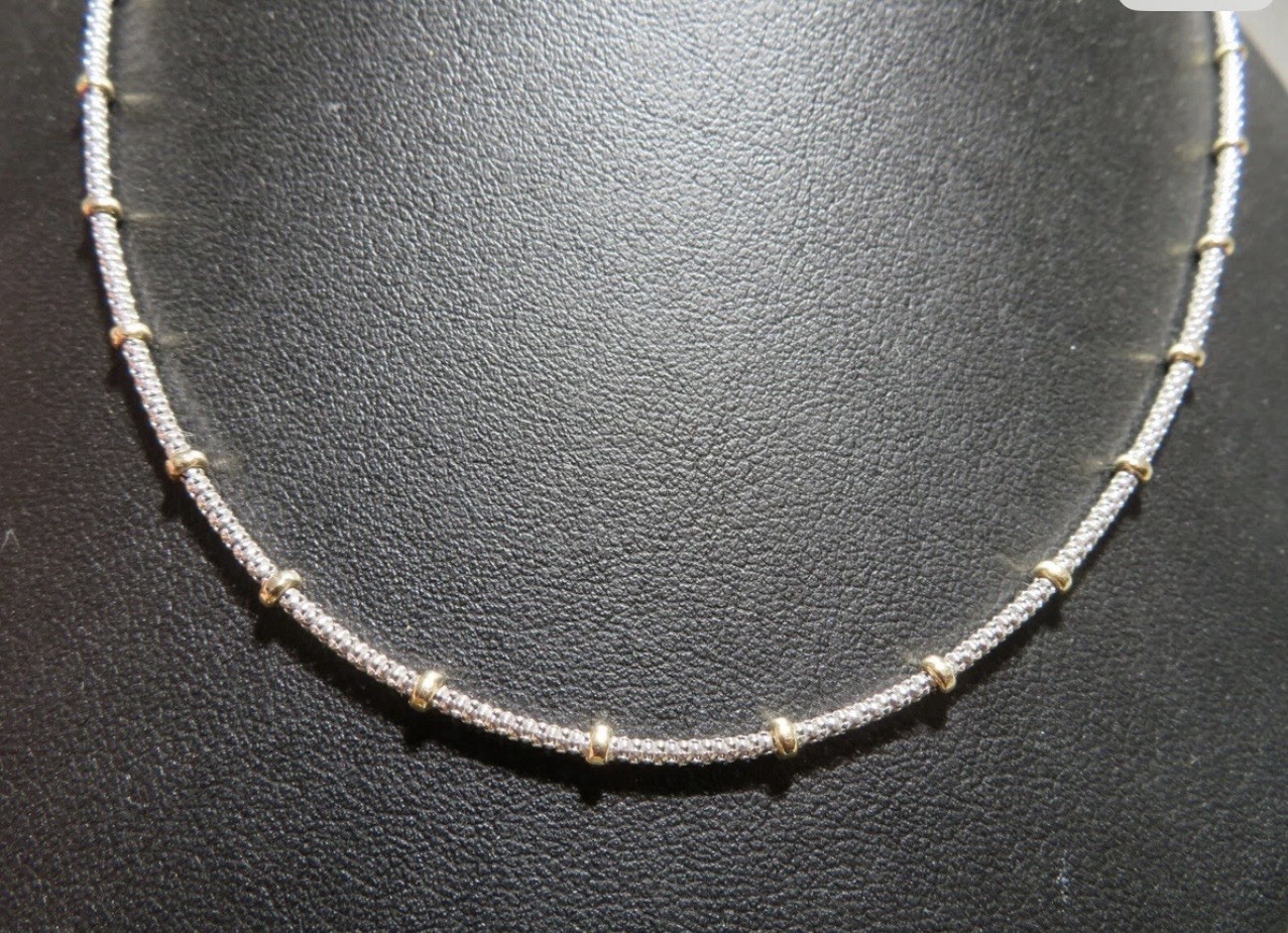 14K YELLOW & WHITE GOLD NECKLACE 19” LONG 2.77 MM THICK 7 grams NEW