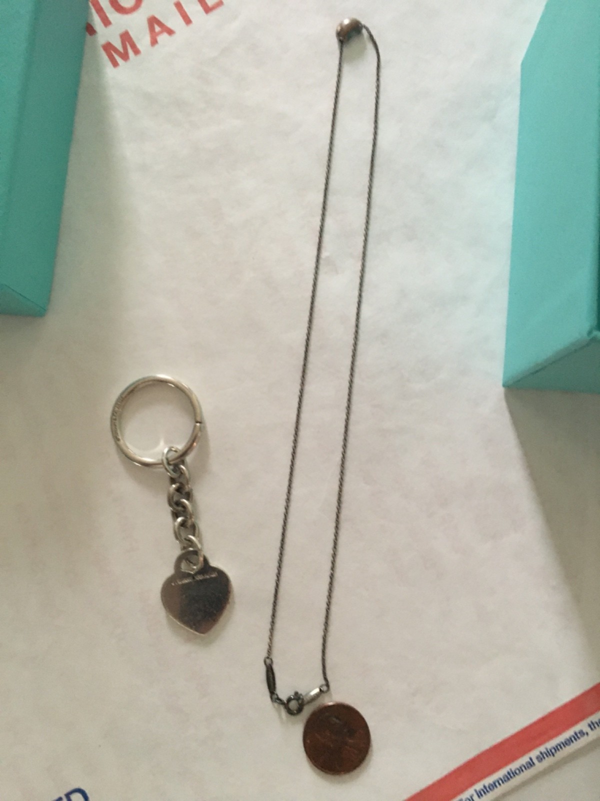 smaller TIFFANY PERETTI SILVER bean necklace & tiffany siver key chain