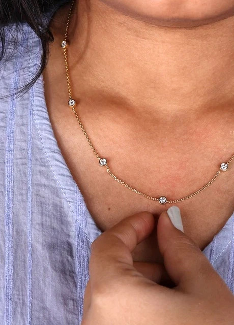 1.22Ct Round Cut Lab Created Diamond Wedding Necklace 14K Yellow Gold Plated