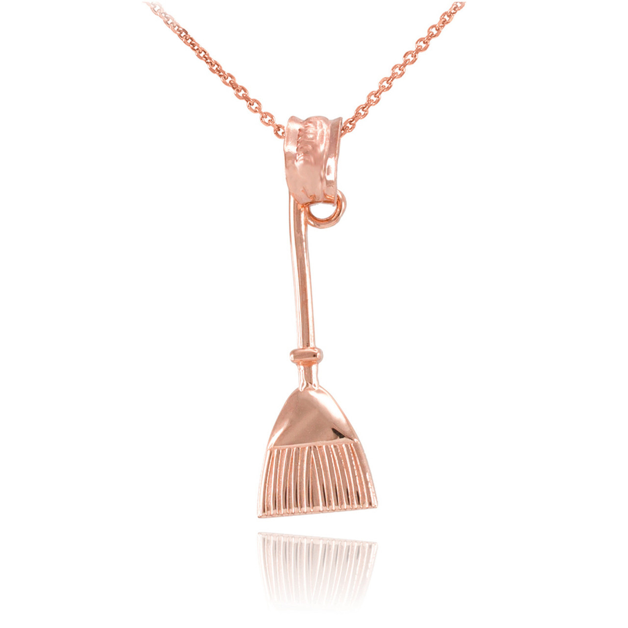 Gold Broom Stick Charm Necklace (Available in Yellow/Rose/White Gold)