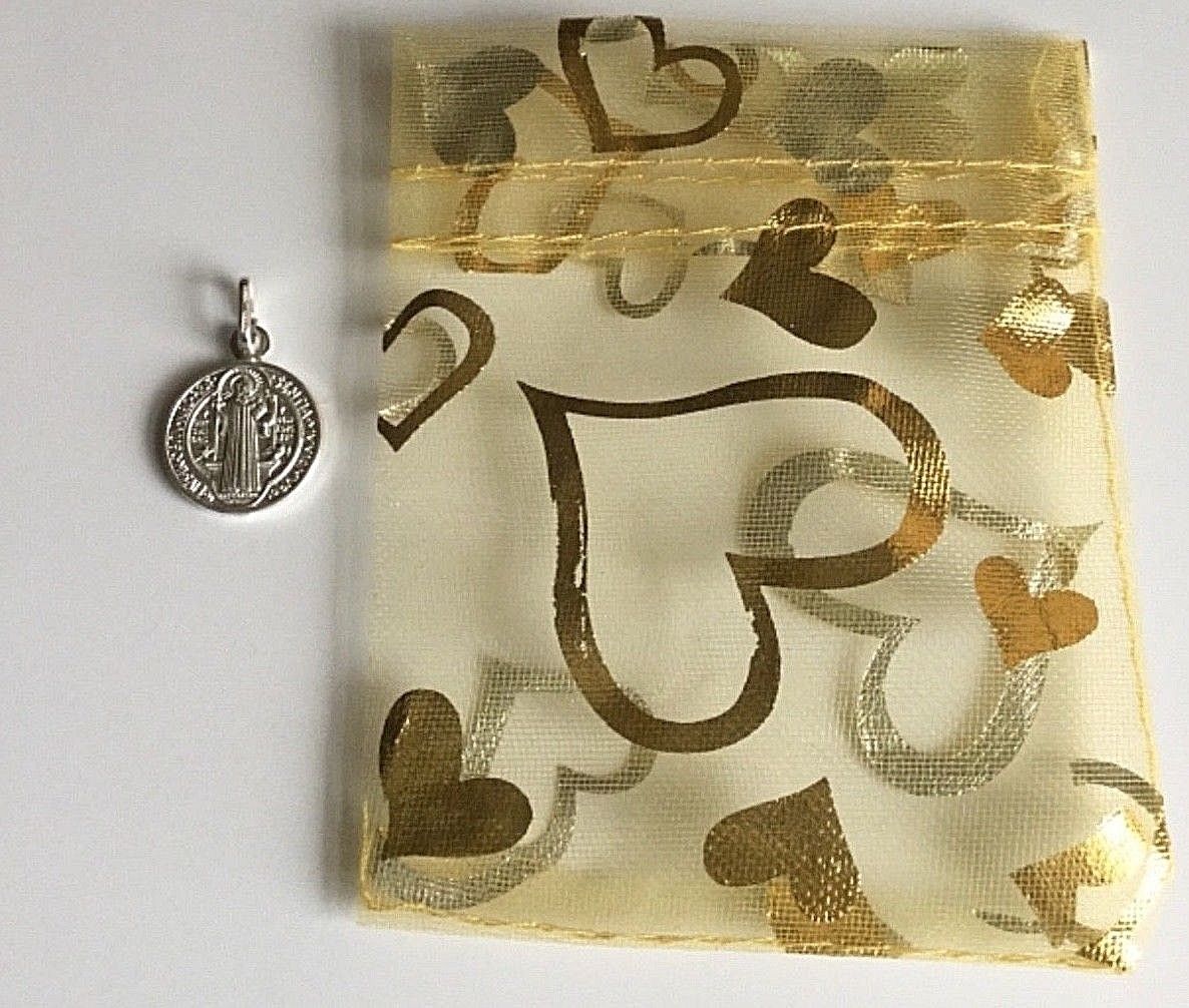 925 STERLING SILVER SAINT BENEDICT PENDANT/PLATA MEDALLA DE SAN BENITO-15mm #1