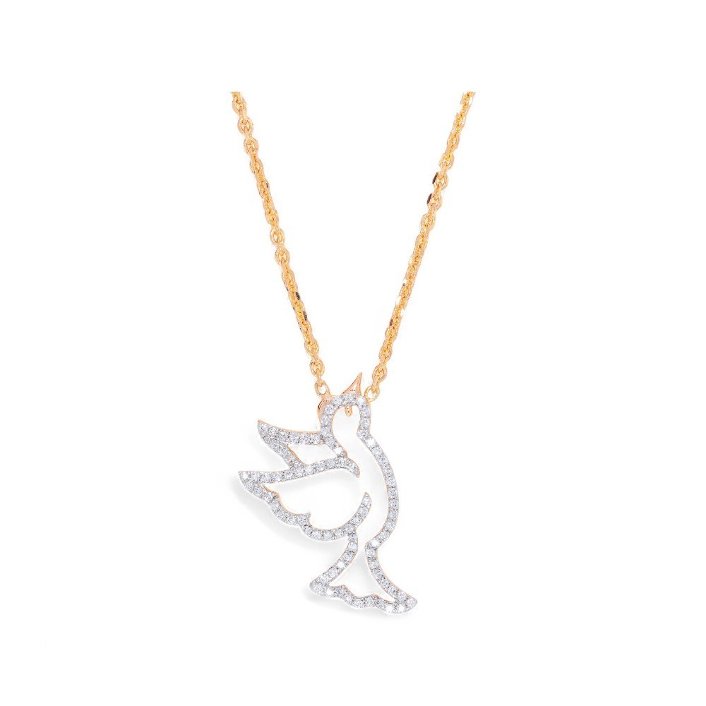 0.30Ct Round Cut Moissanite Pendant Whit Chain 18″ 10K Solid Gold for Women