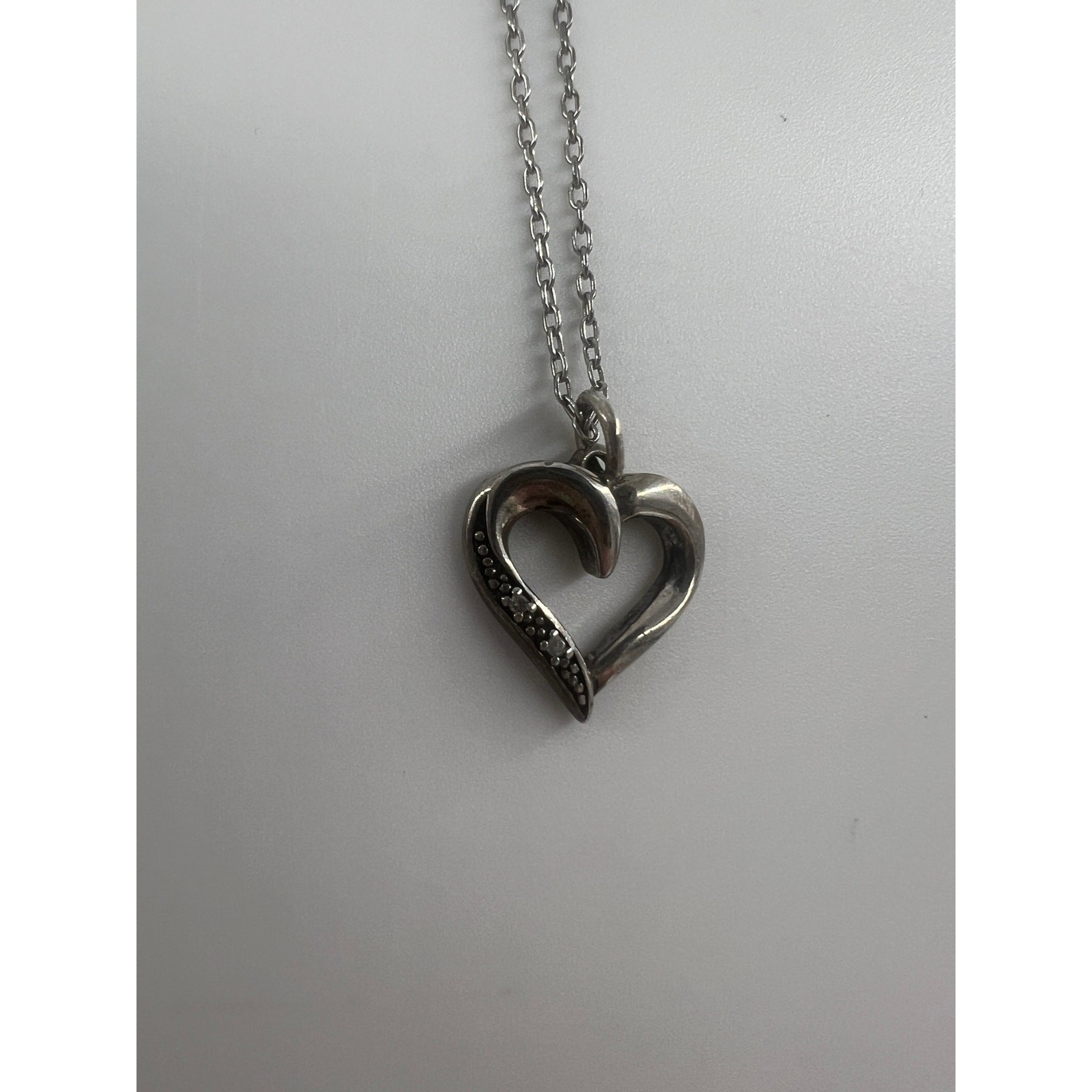 Sterling Silver Heart Necklace 925 18 Inch Gift Valentine Anniversary Gift