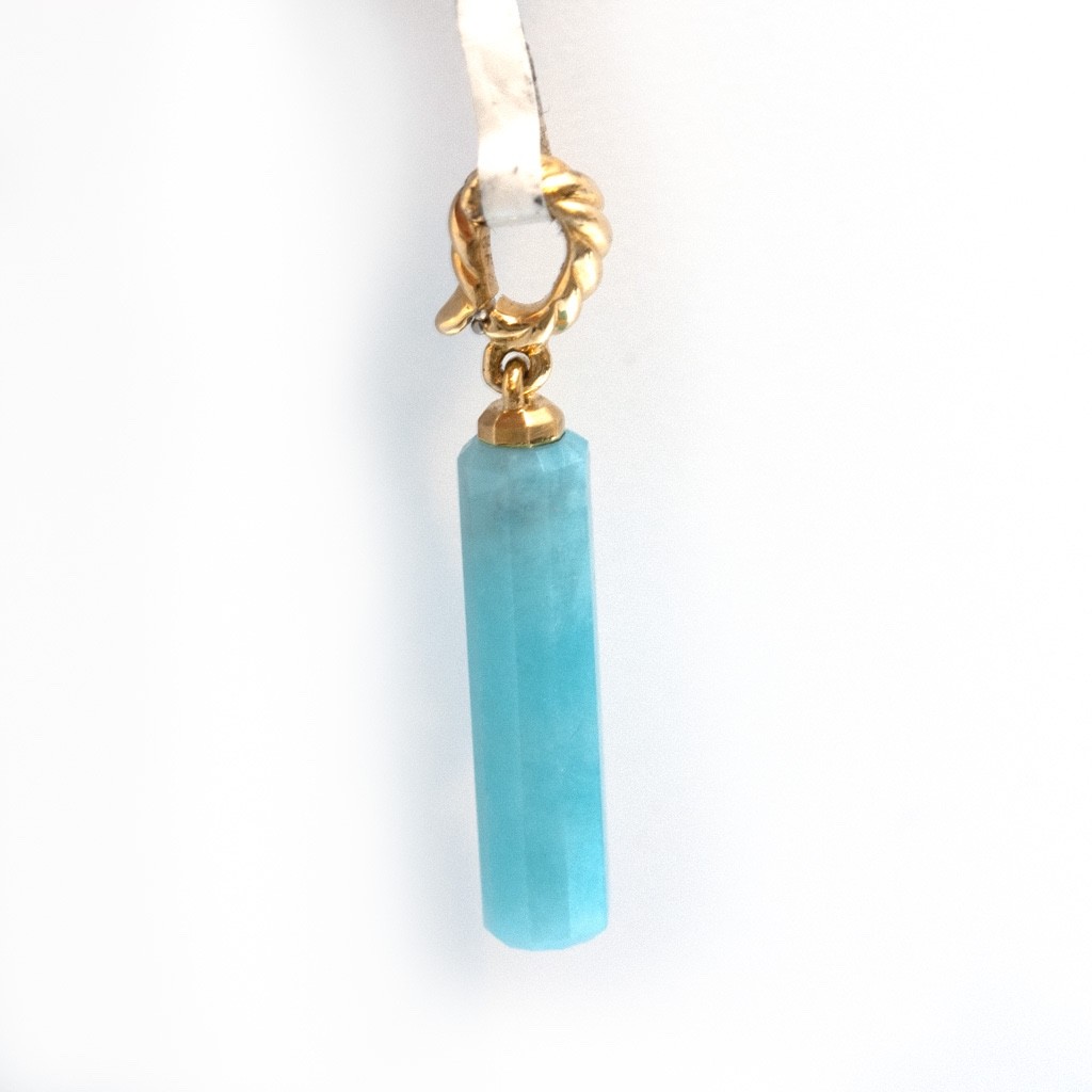 DAVID YURMAN New Ladies 20x5mm Barrel Charm Enhancer with Amazonite & 18K Gold