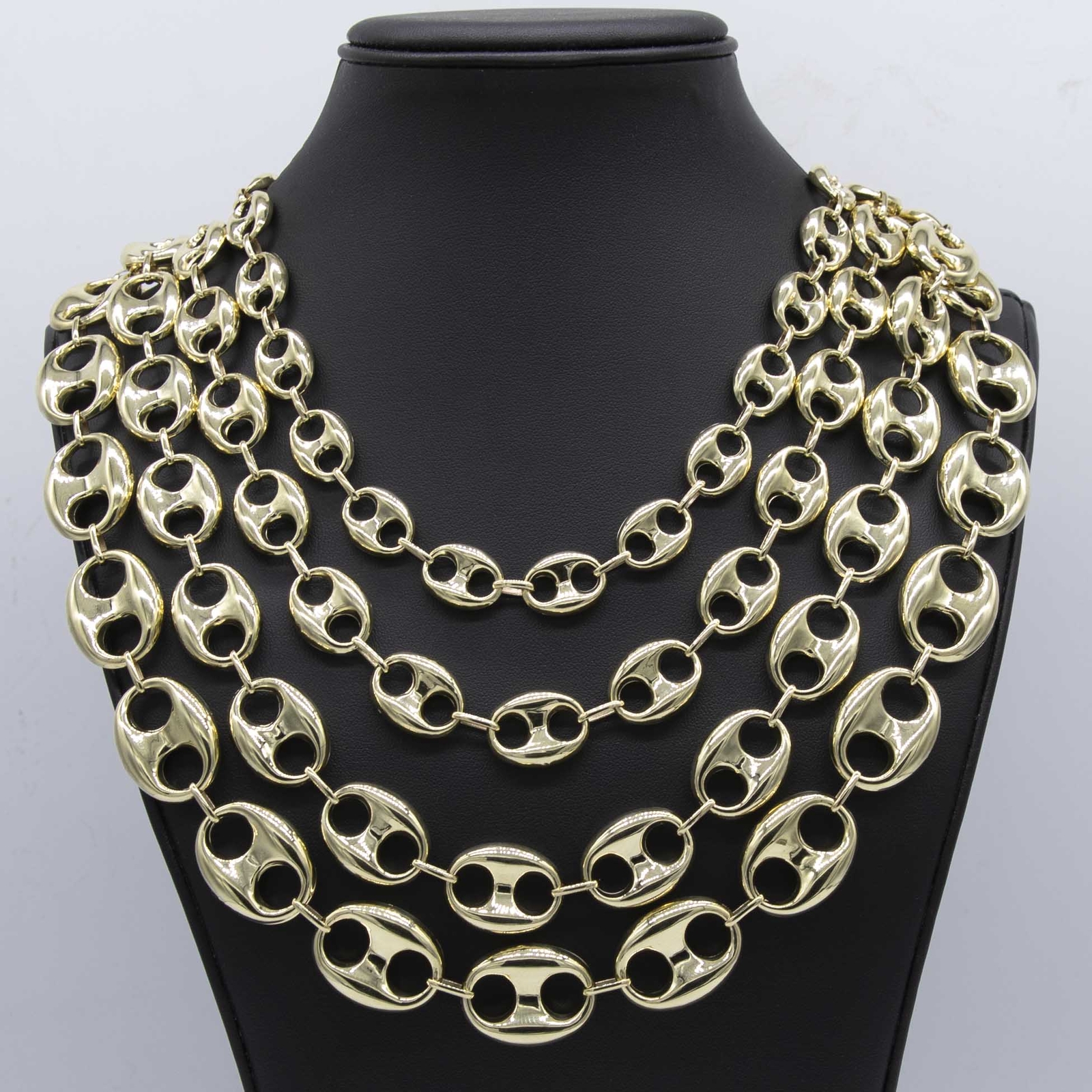 Puffed Mariner Anchor Link Chain Necklace Real 14K Yellow Gold All Sizes
