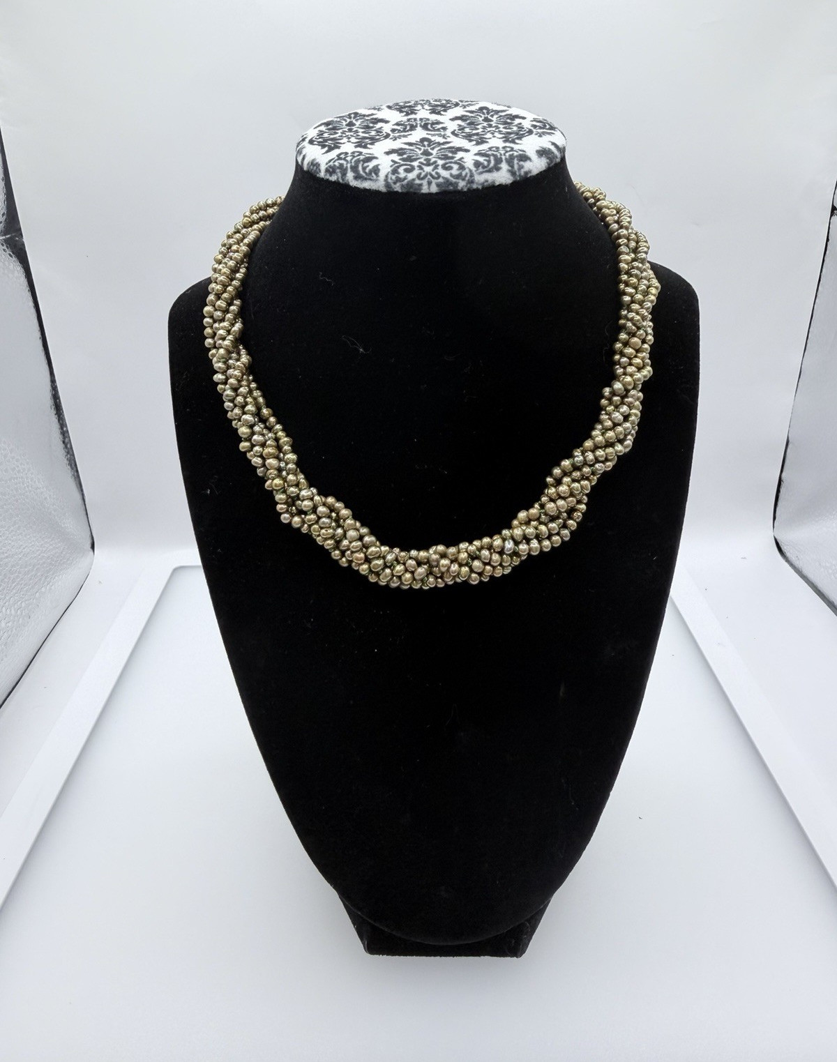 Sterling Silver Thailand Multi Strand Freshwater Peacock Pearl Necklace 42.45g