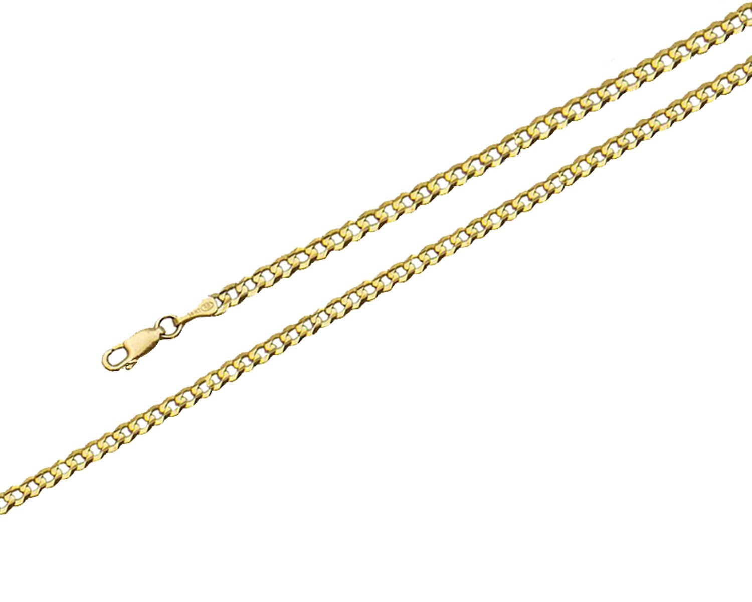 14k Solid Yellow Gold Cuban Link Chain Necklace 2mm Men’s Women Size 16″