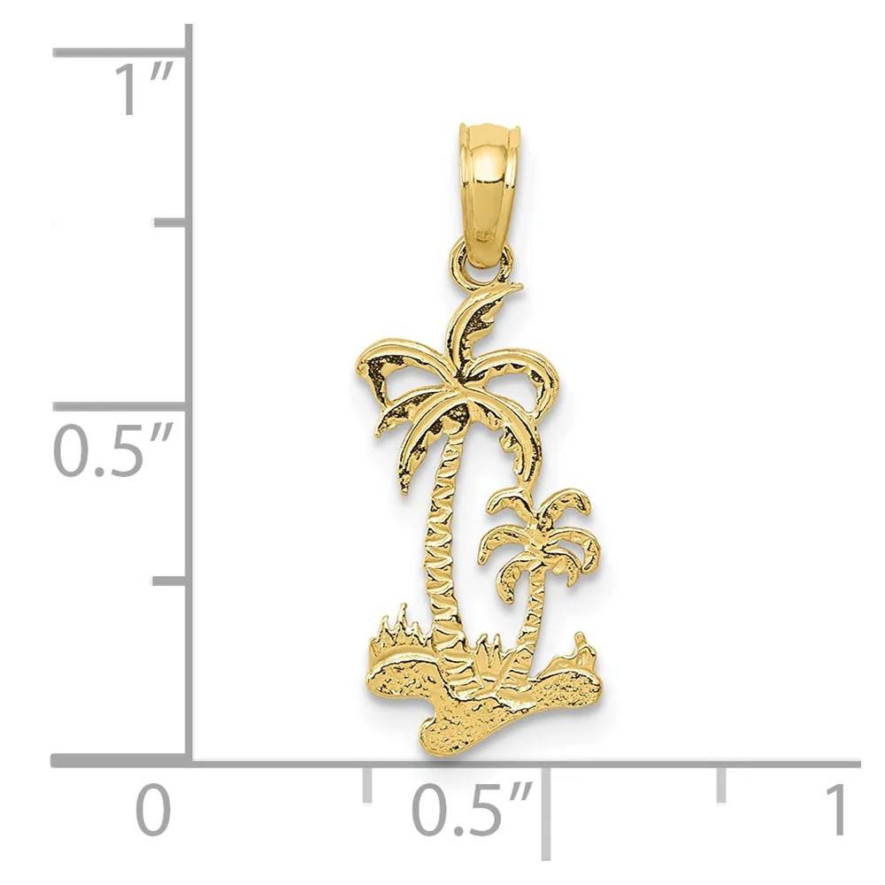 10K / 14K Yellow Gold Double Palm Trees Pendant