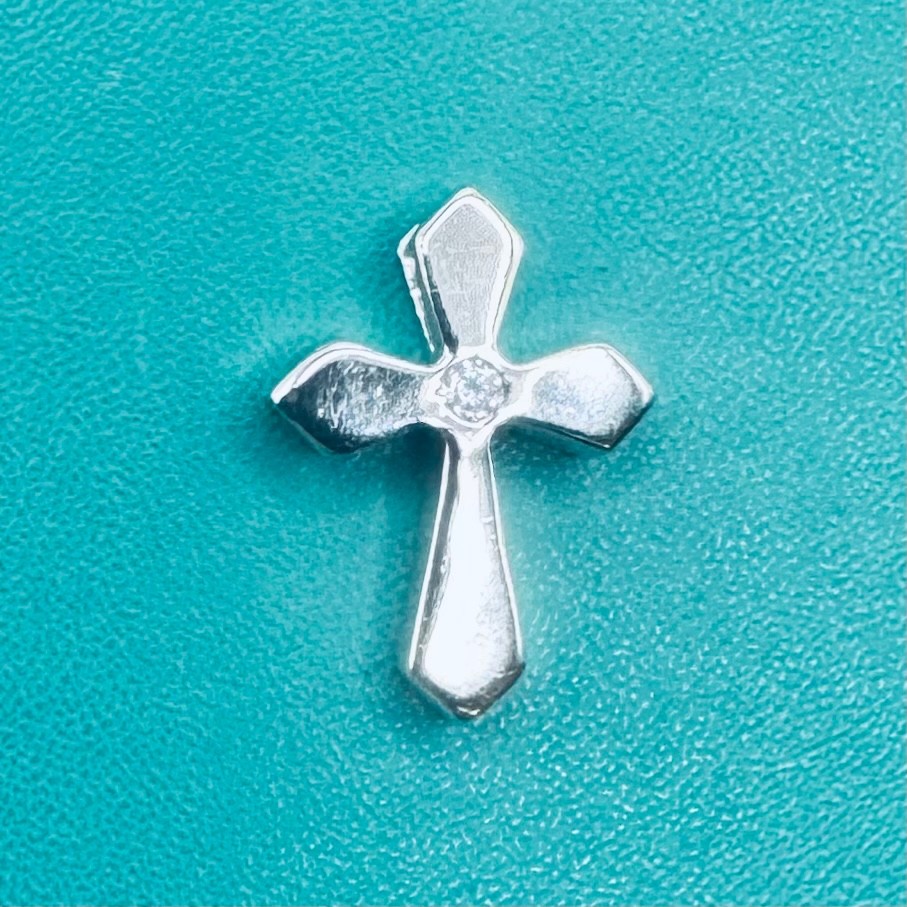 ✝️ Minimalist Thick Pretty Sterling Silver and CZ 925 Religious Cross Pendant ✝️