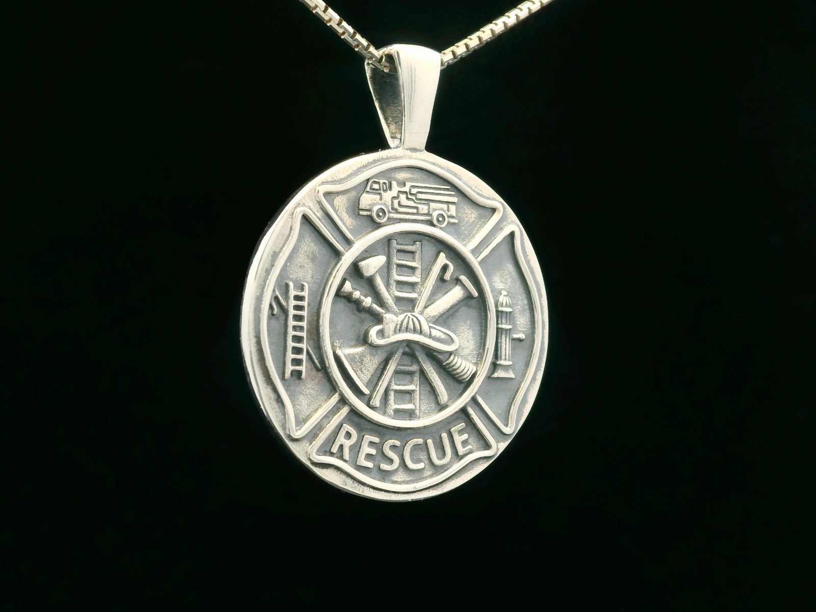 925 Sterling Silver Saint Florian Two-Sided Necklace