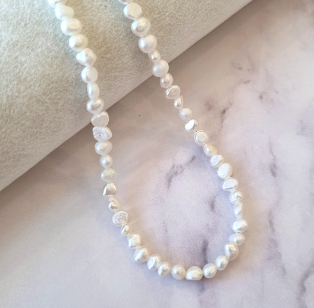 925 Sterling Silver 4mm Natural Freshwater Pearl Choker Necklace Minimalist