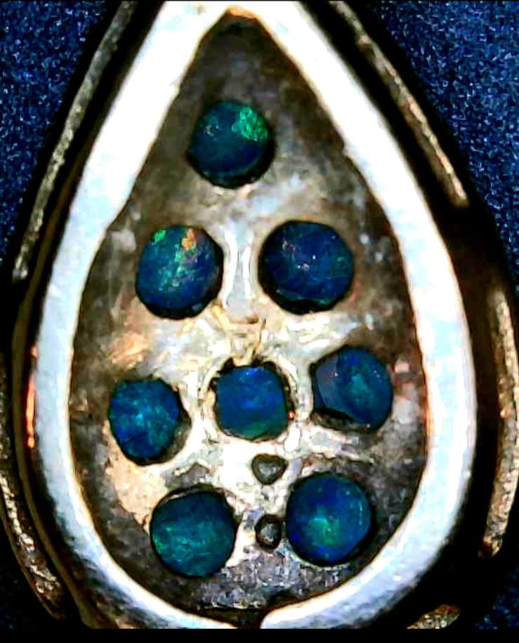 1960’s Vintage 14K Gold Natural Coober Pedy Opal Cluster Necklace Pendant 1.05g