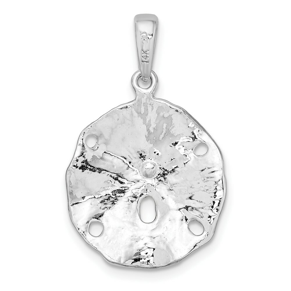 Sterling Silver Textured Sand Dollar w/14K Yellow Gold Accent Pendant