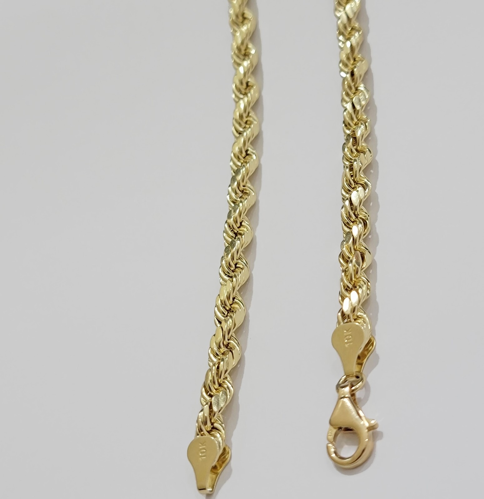 Real Gold 10k Rope Chain Necklace 5mm Mens 18″-26″ 10kt Yellow Gold Diamond cuts