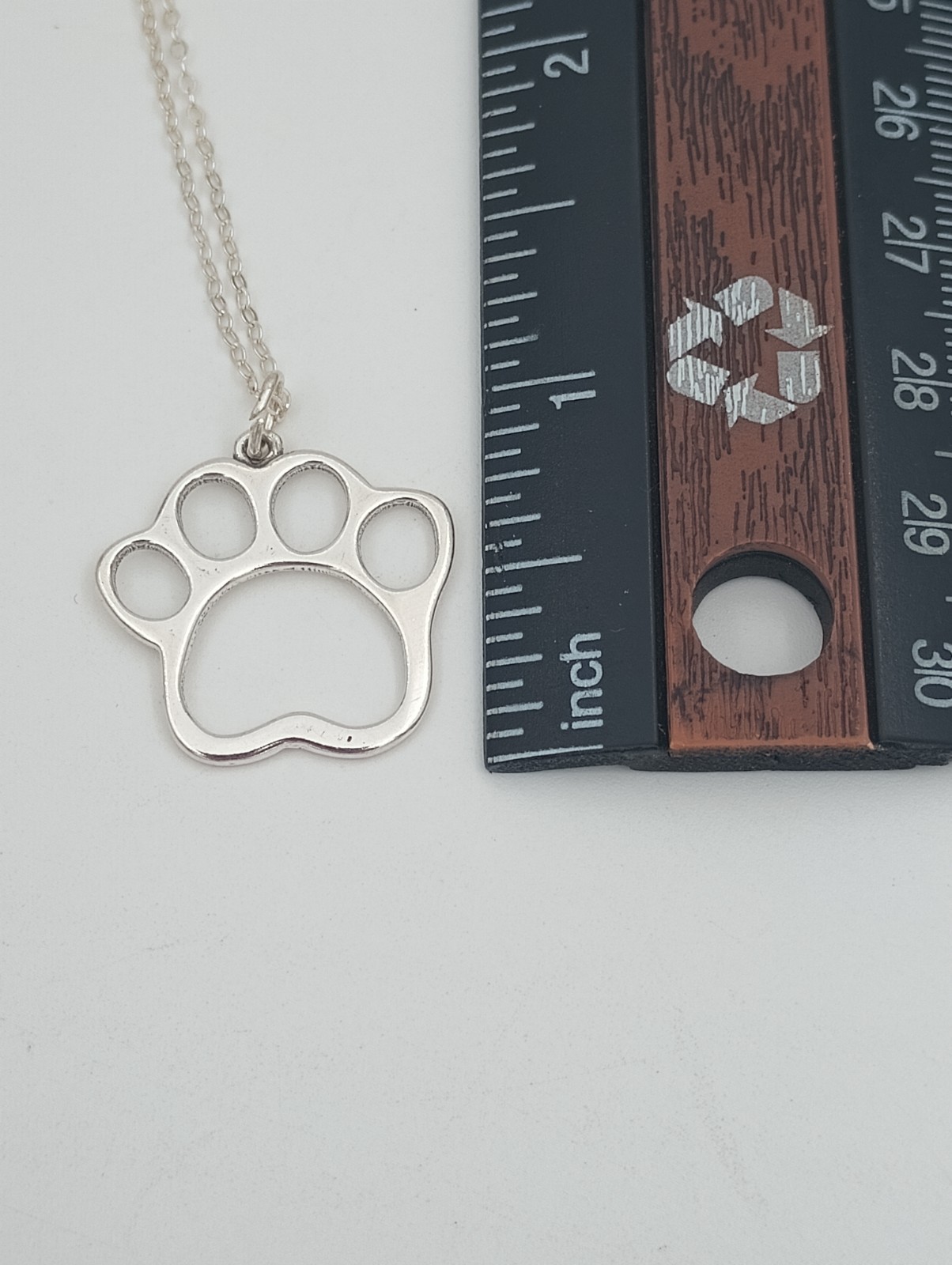 sterling silver charm paw pendant paw print necklace 18″ necklace 925 .925