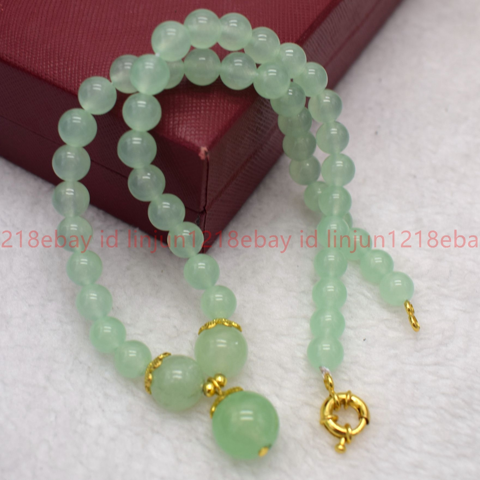 Pretty Natural 8mm Light Green Jade Gemstone Round Bead Pendant Necklace 16-28in