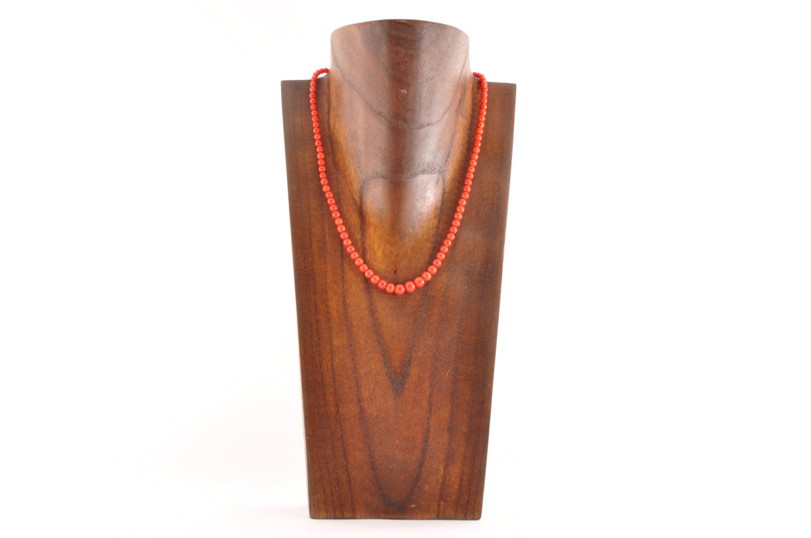 925 silver clasp, red coral undyed Rosary-style necklace (67.5ct) Certification.